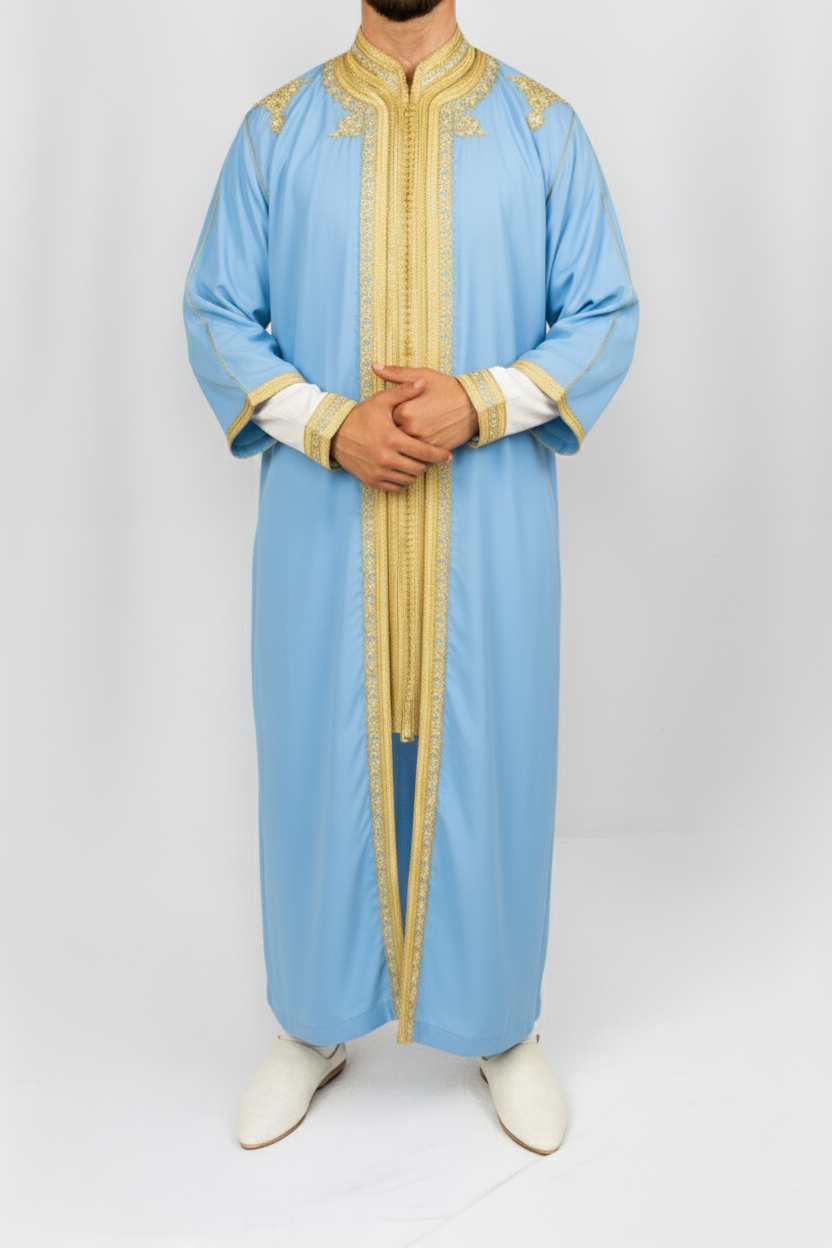 Jabador bleu ciel et doré - 3 pièces