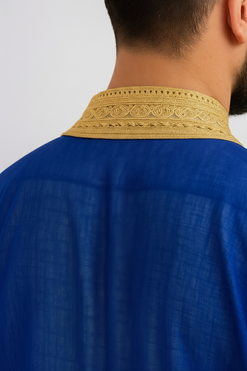 Jabador bleu roi et doré - 3 pièces