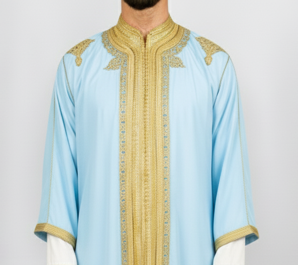 Jabador bleu ciel et doré - 3 pièces